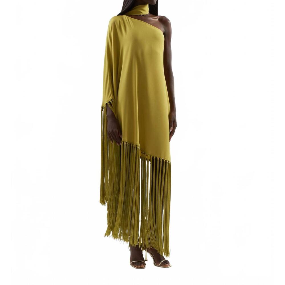 NEW TALLER MARMO gunilla one-shoulder dress in gold kiwi